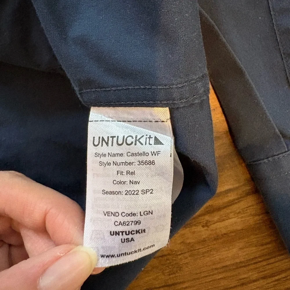 UNTUCKit navy Blue Stretch Long Sleeve Button Up Shirt Men's XXL classic comfort